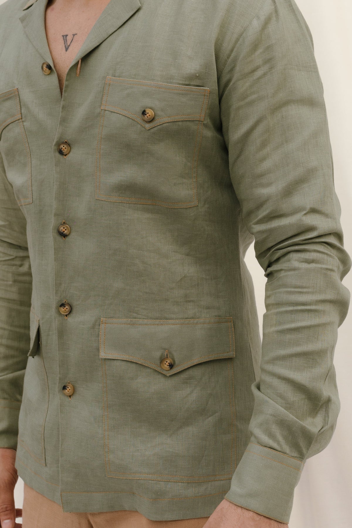 Light Green Safari Shirt | Made to Measure