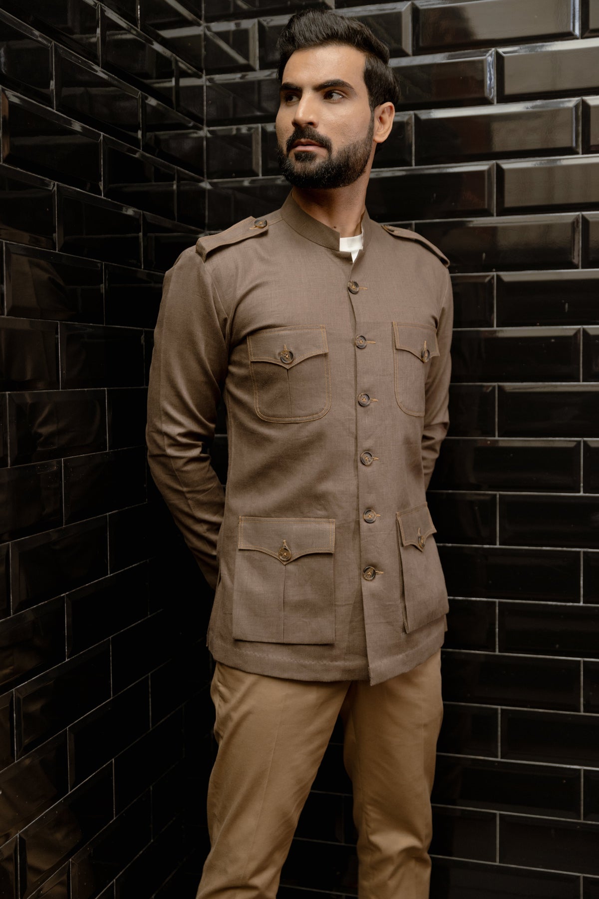 Safari Shirt with Shoulder Flap & Four Pockets