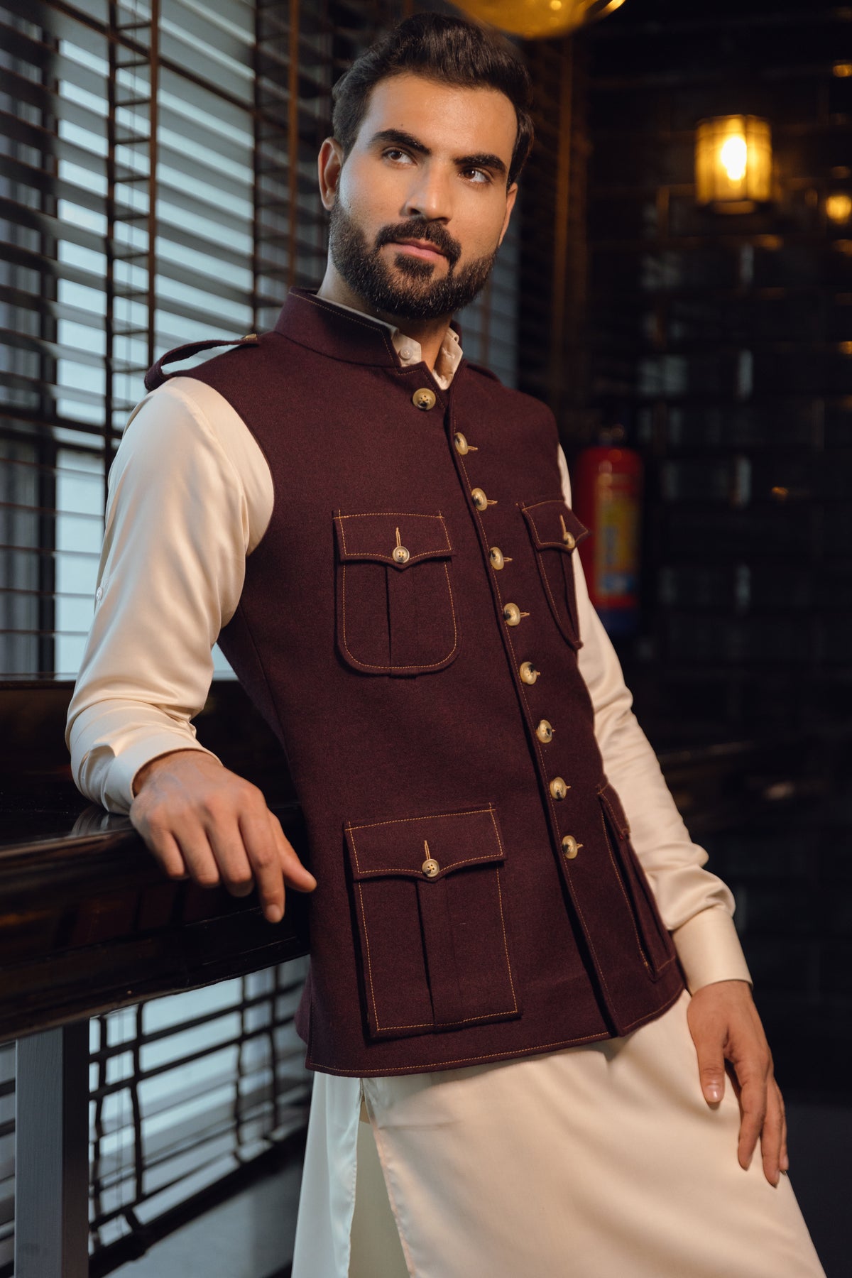 Sadri 9B in wine colour with shoulder flaps