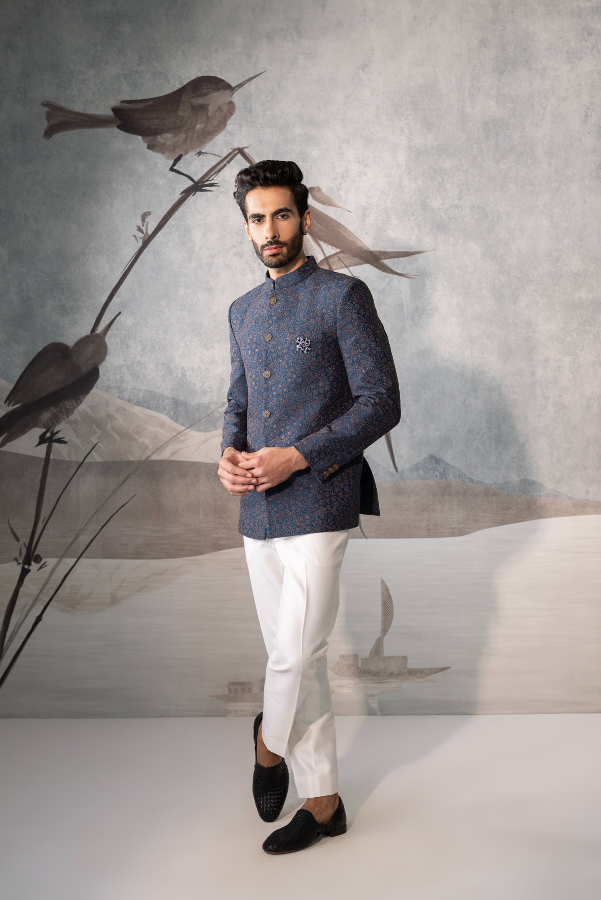 Men’s Teel Blue Bandhgala Jacket