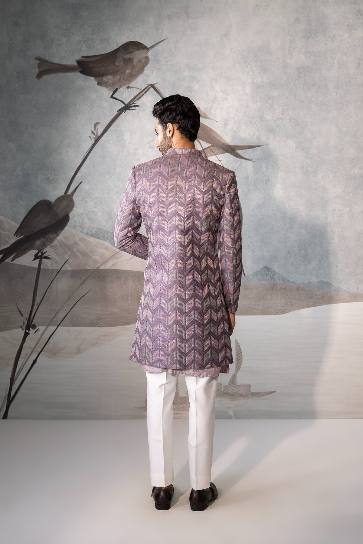 Men’s Lavender Indo Western Jacket Set