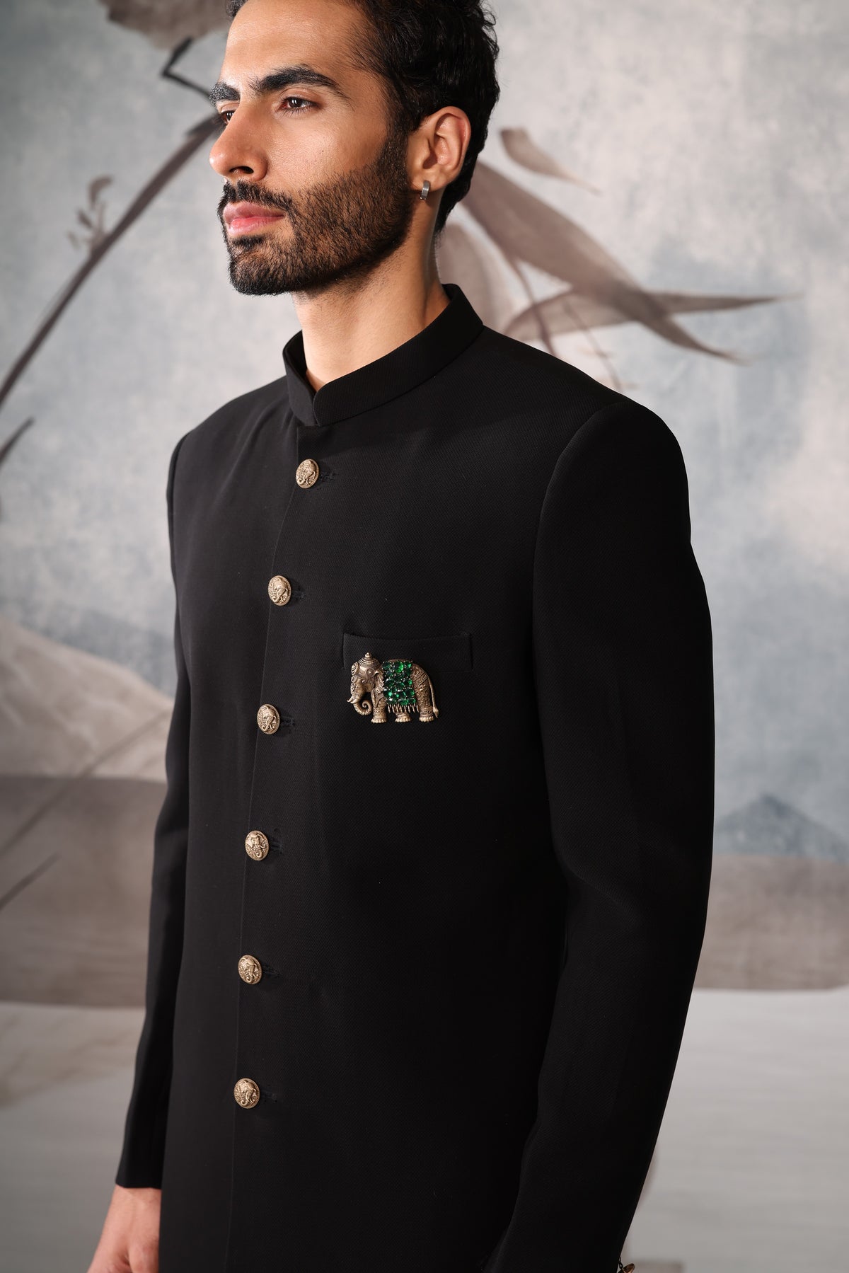 Men's Black Indo-western