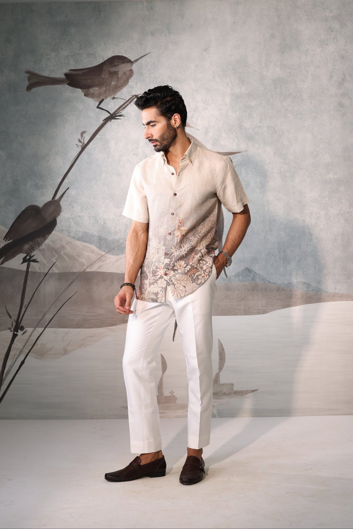 White shirt with floral design