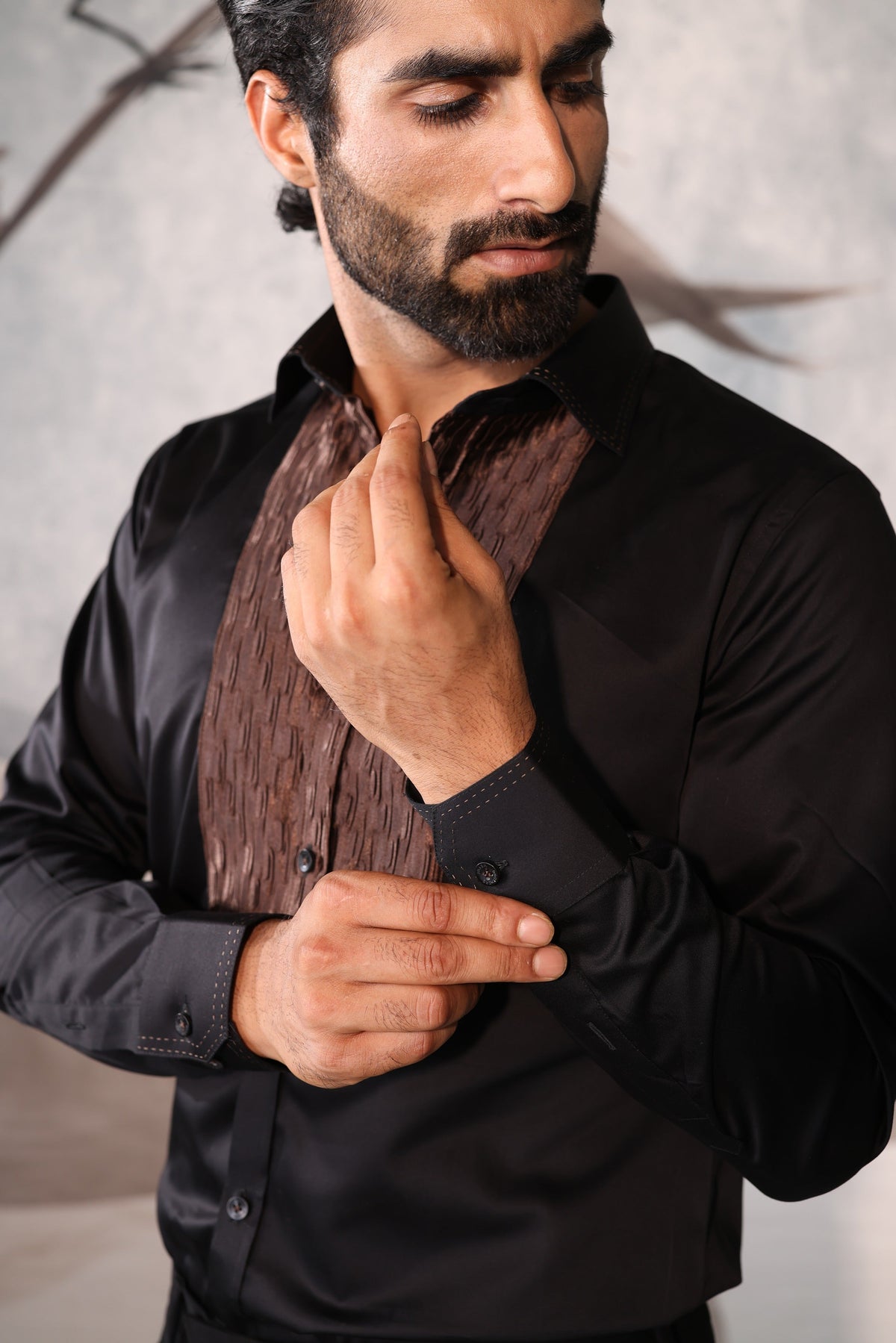black & copper shirt