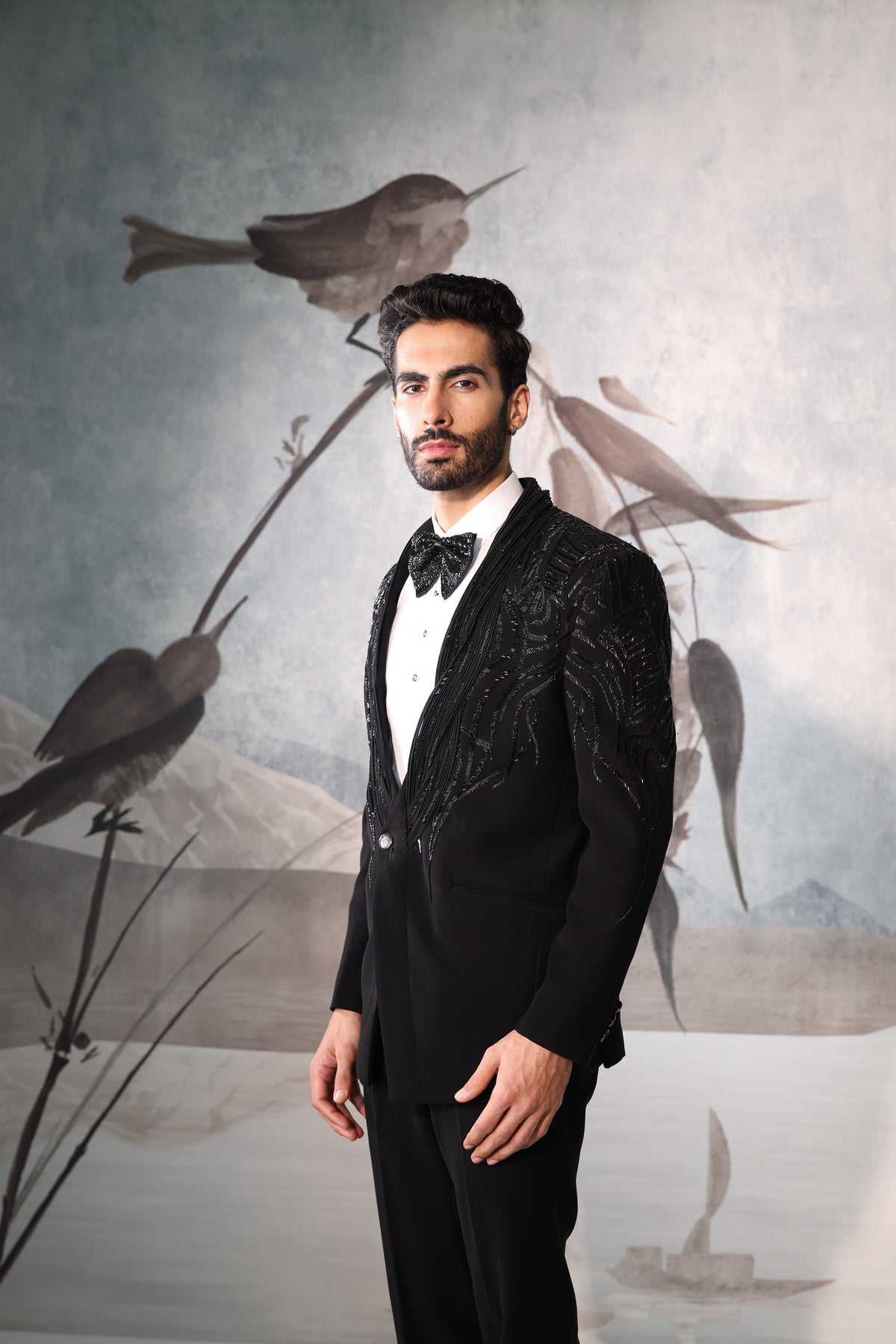 Black Tuxedo with Sequin Design