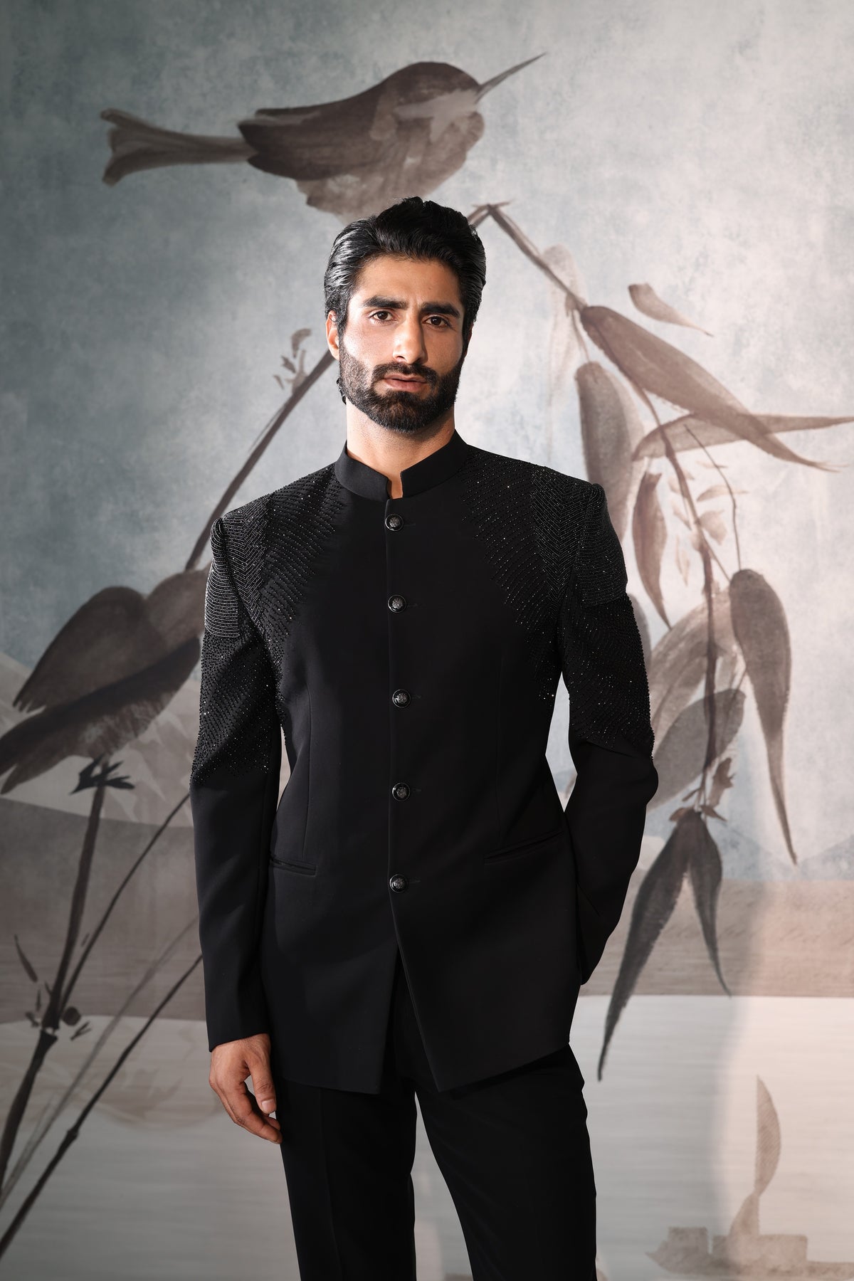Black Bandgala with shoulder design