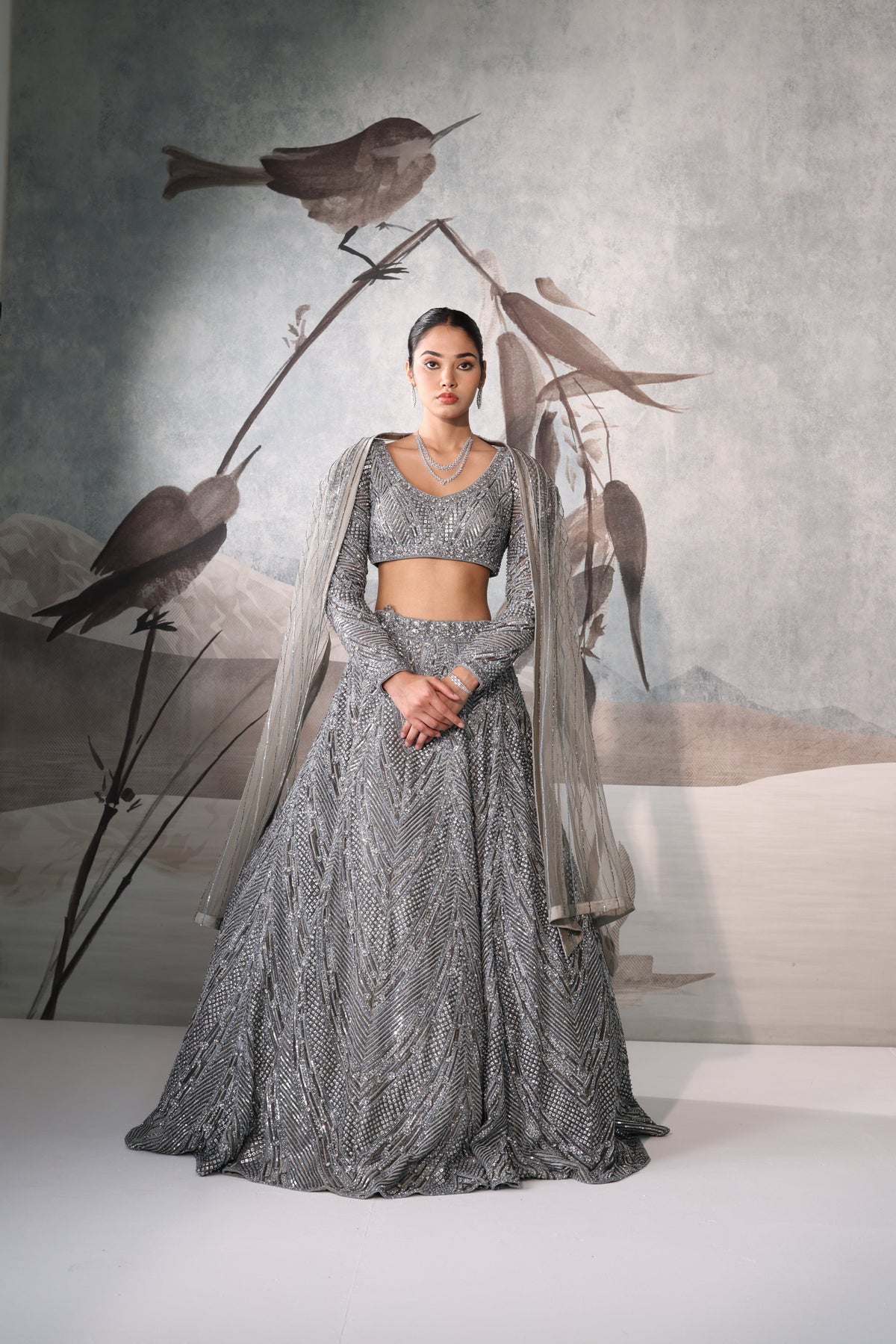 Luxury Grey Designer Lehenga – Premium Reception & Wedding Couture