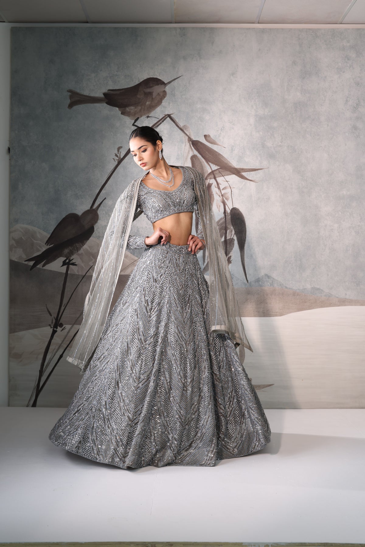 Luxury Grey Designer Lehenga – Premium Reception & Wedding Couture
