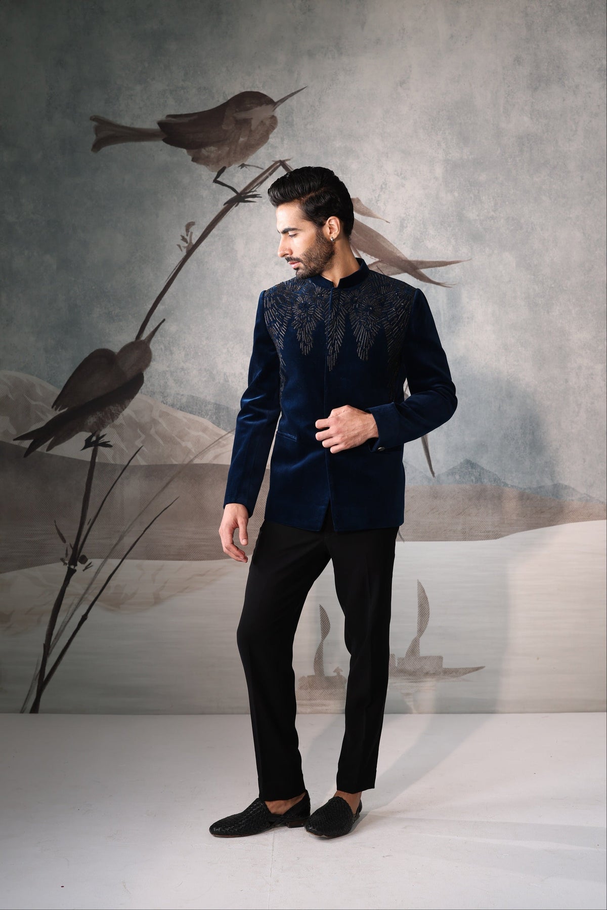 Men's Teal Blue Classic Bandhgala Suit