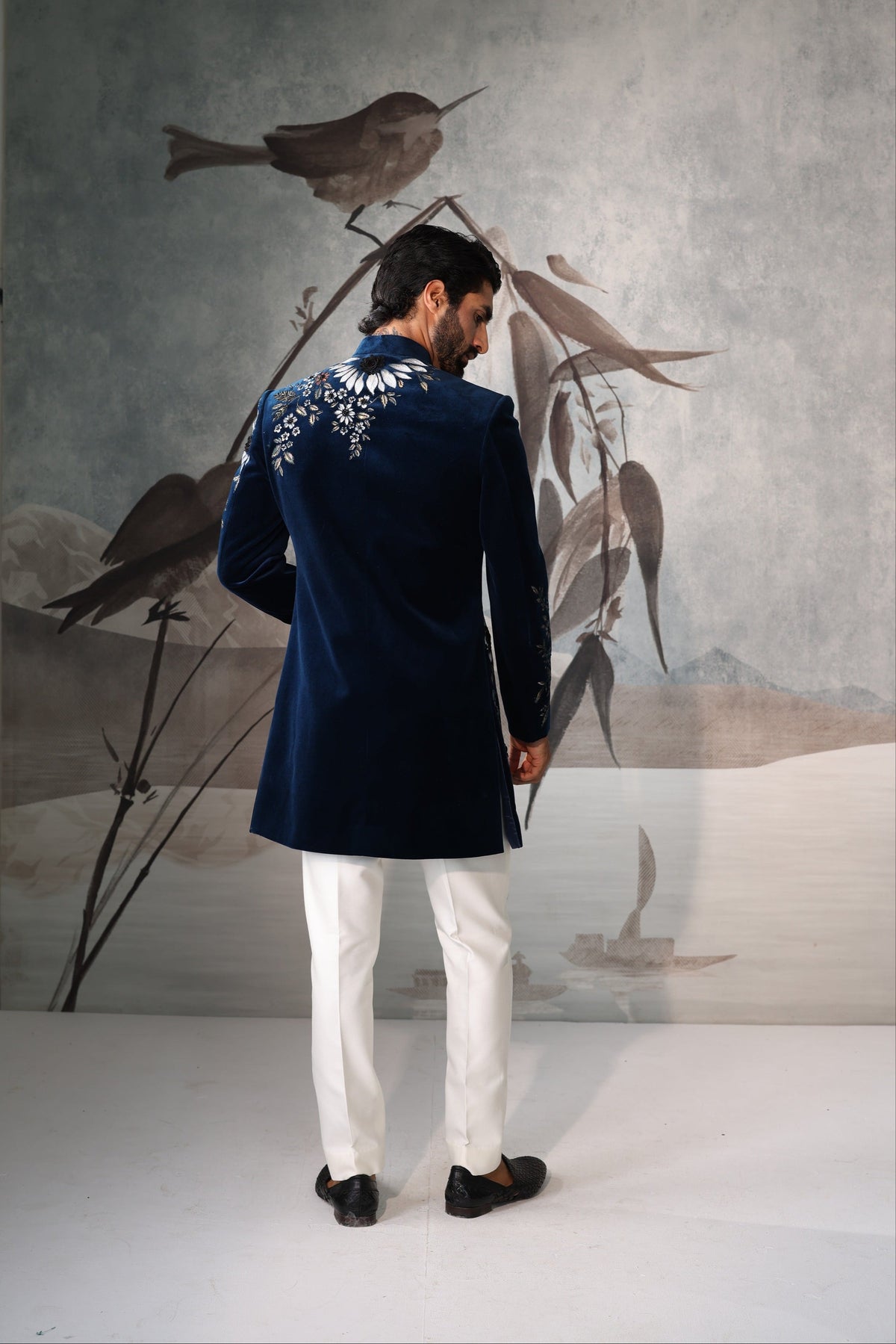 Men's teel Blue Luxury Indo Western Sherwani