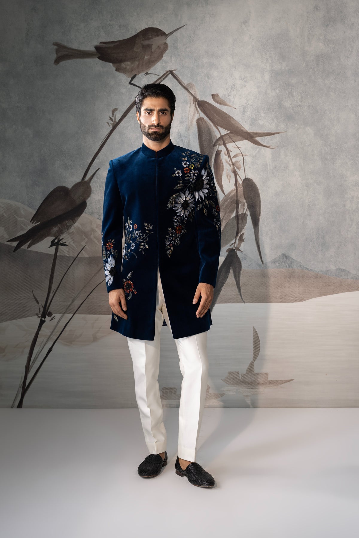 Men's teel Blue Luxury Indo Western Sherwani