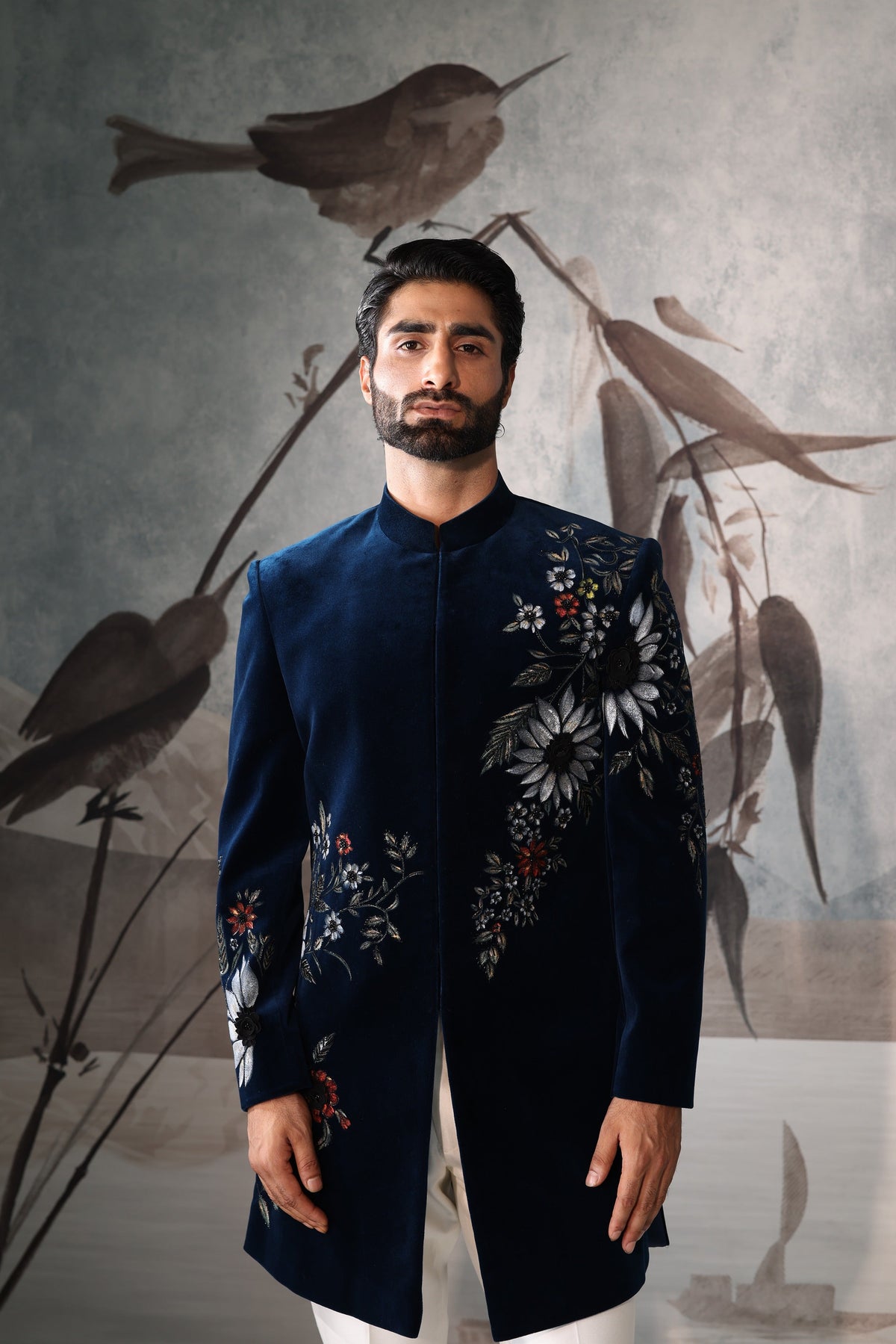 Men's teel Blue Luxury Indo Western Sherwani