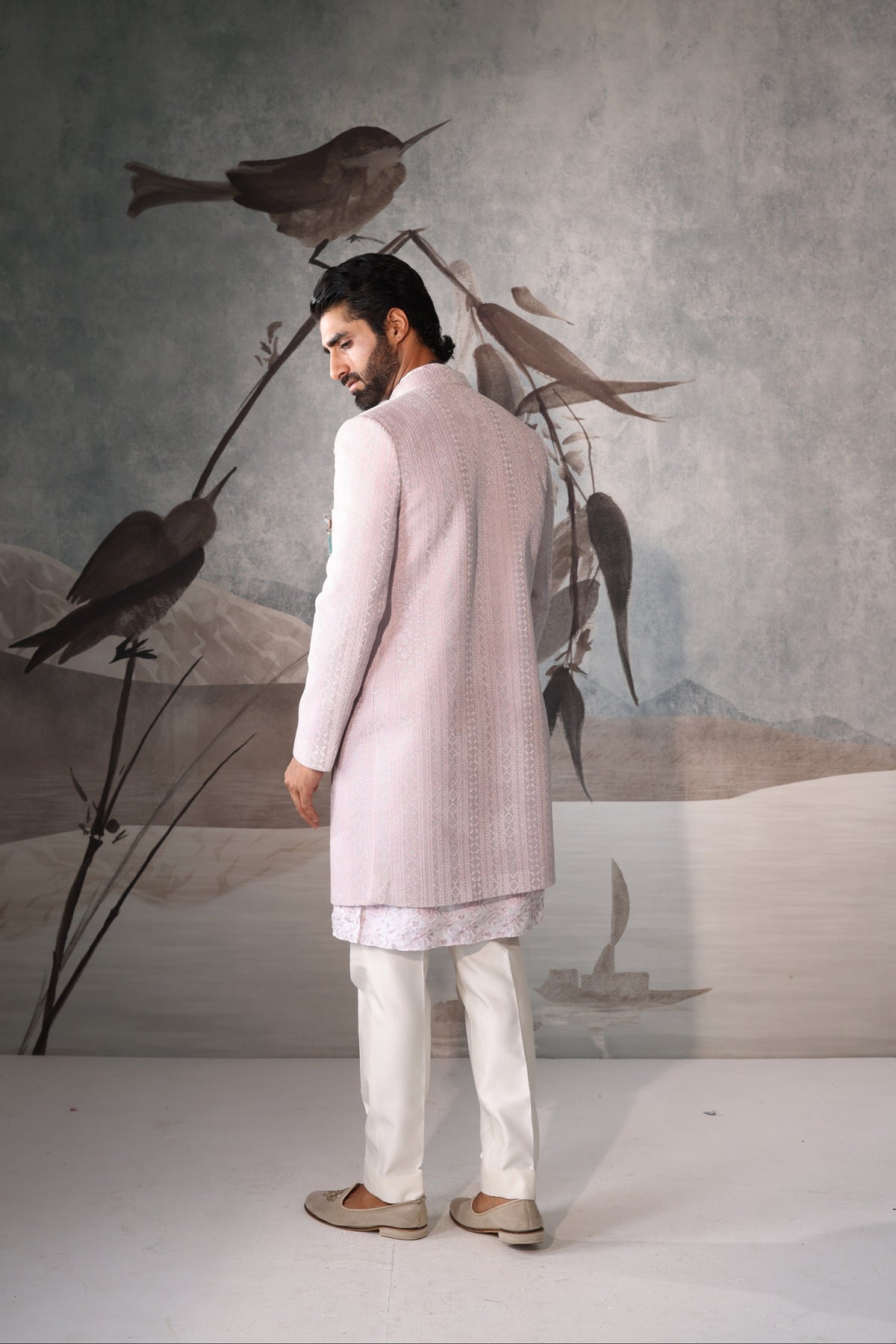 Pink indo-western for men