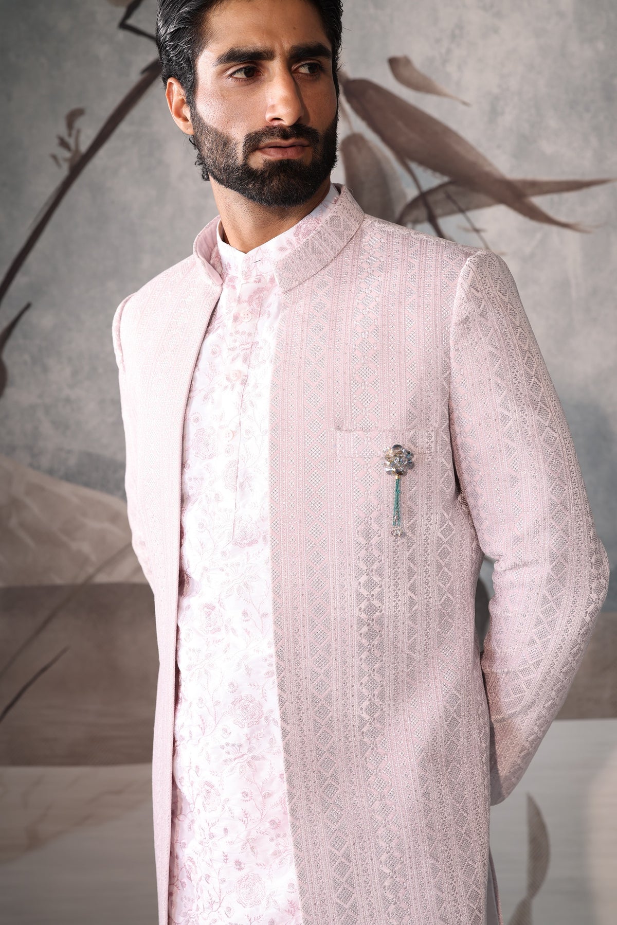 Pink indo-western for men