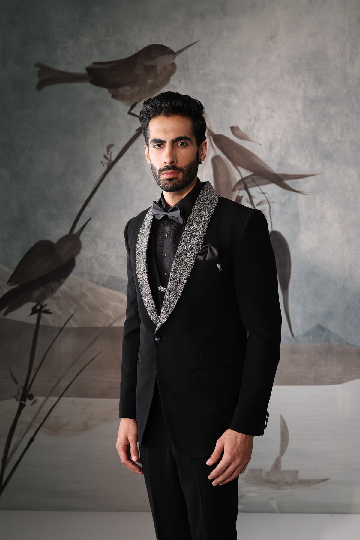 Black Tuxedo with Collar Design for Men
