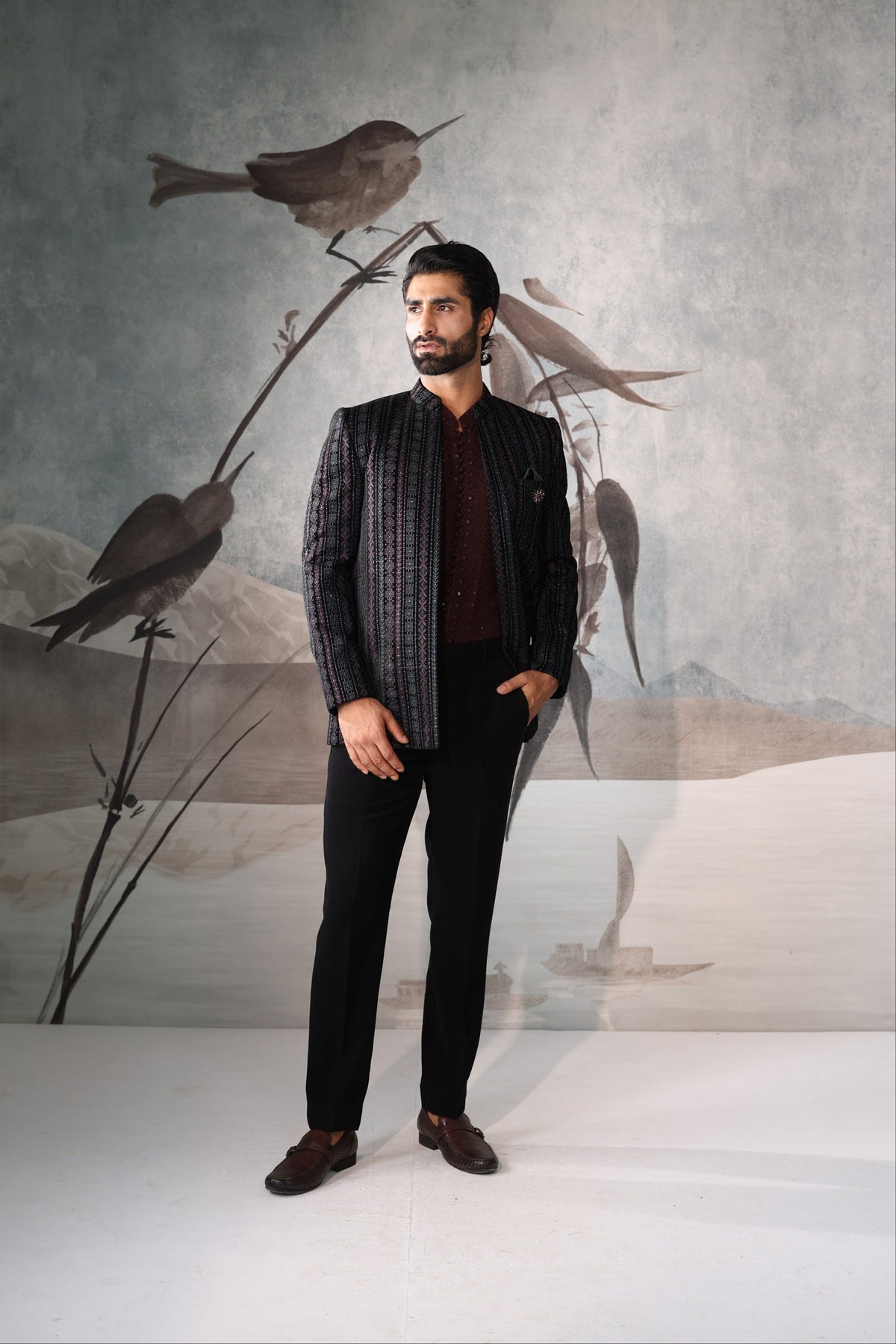 Men’s Blue short indo western jacket