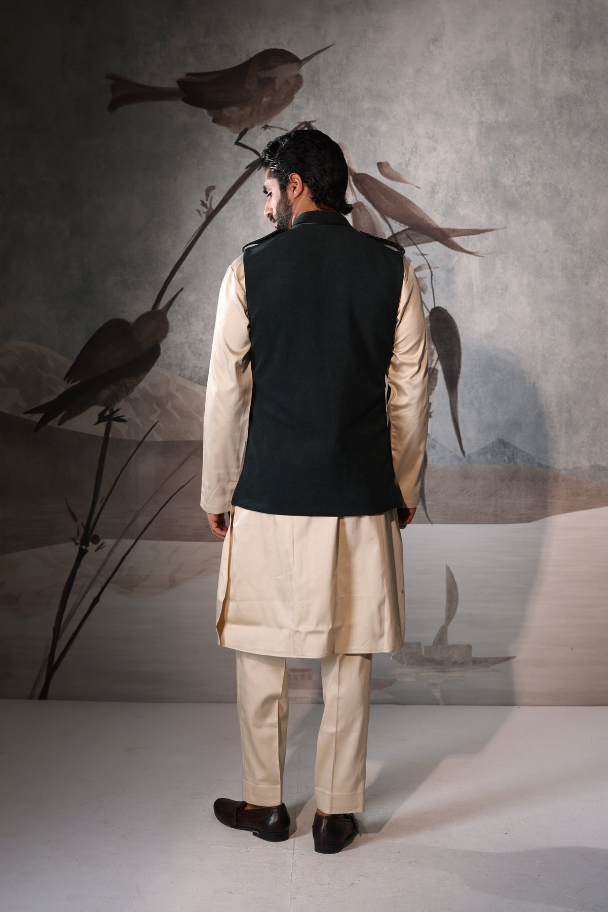 Green 4 Pocket Sadri Set