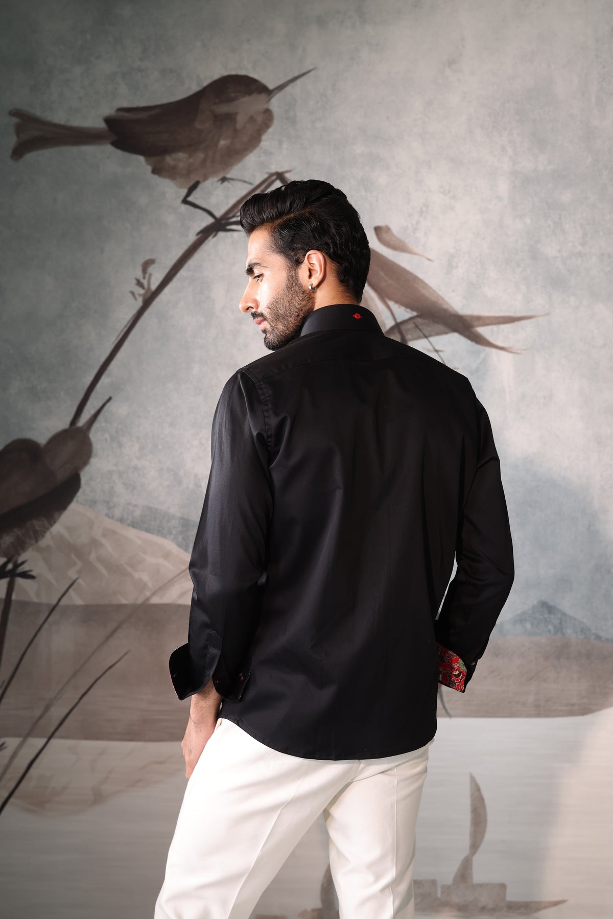 Club wear shirt in navy saturn with crest & contrast details
