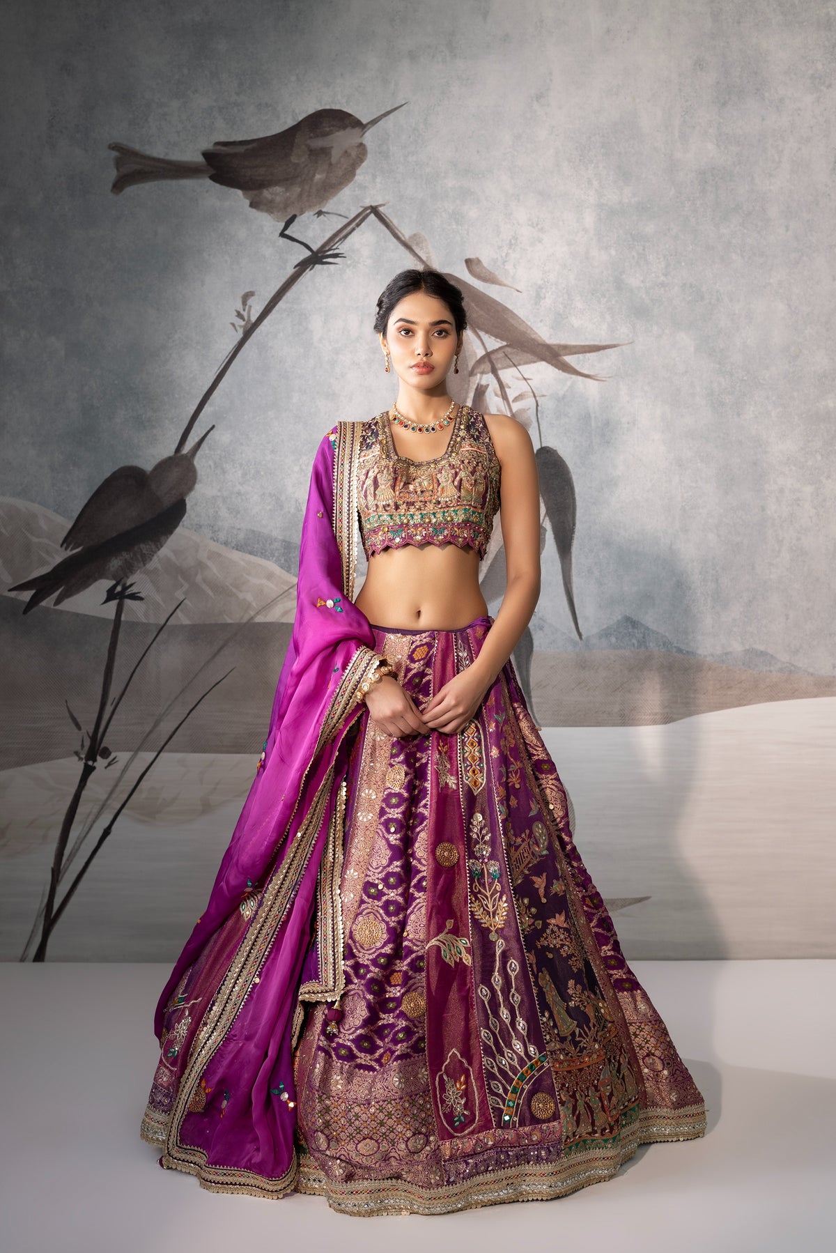 PURPLE FLOWER LEHENGA