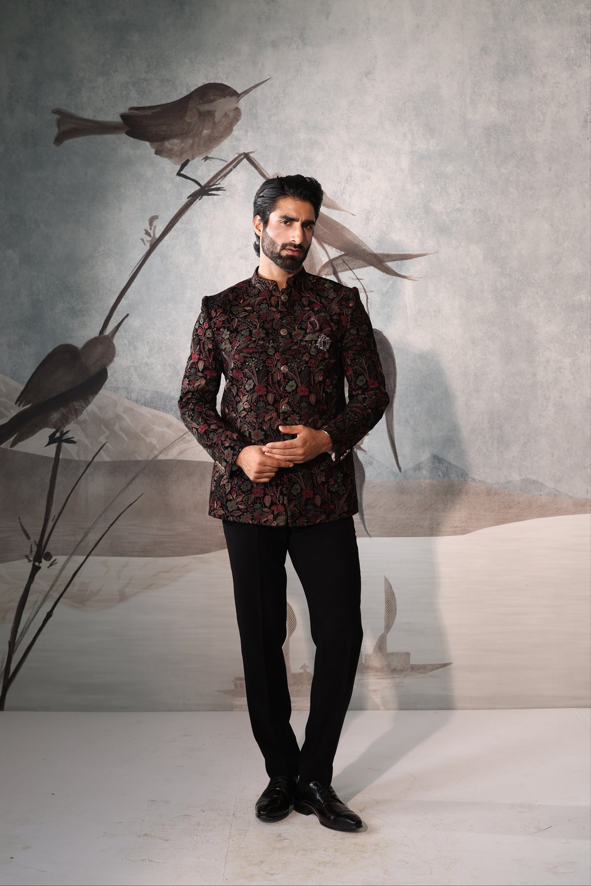 Men's Multicolor Thread Embroidered Bandhgala Jacket