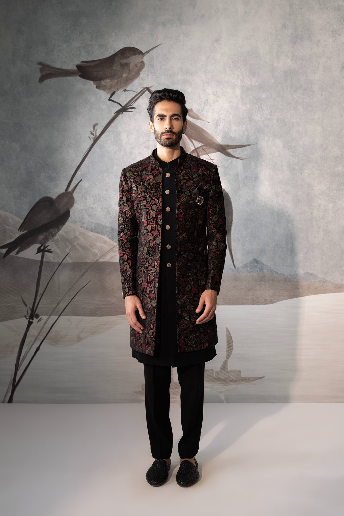 Multicolour indo western with floral design