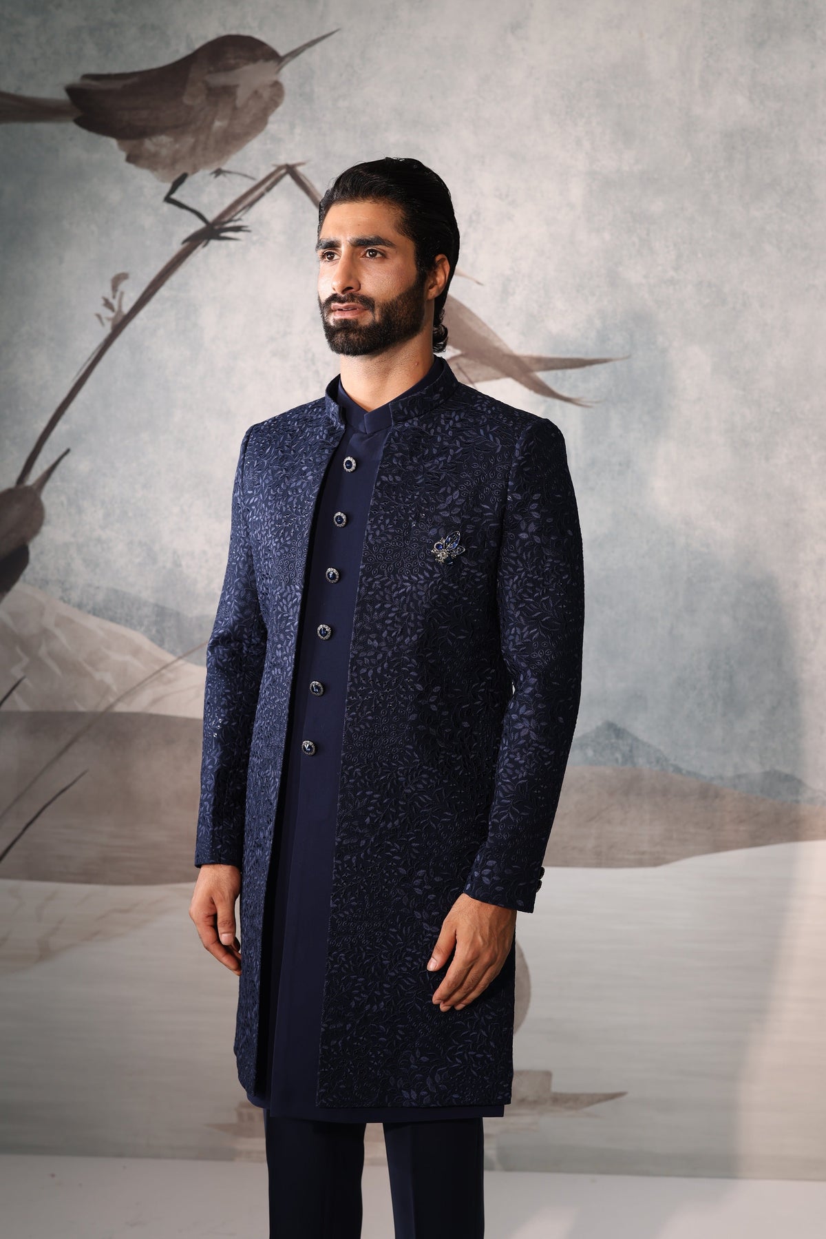 Classic Navy Blue Indowestern