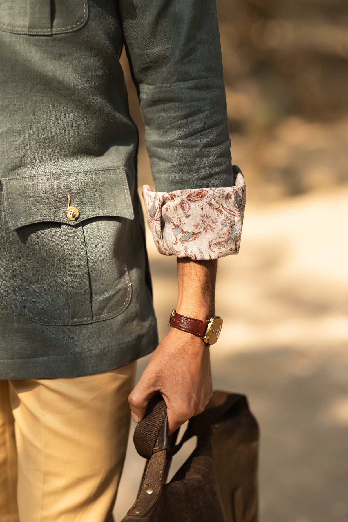 Grey Linen Safari Shirt
