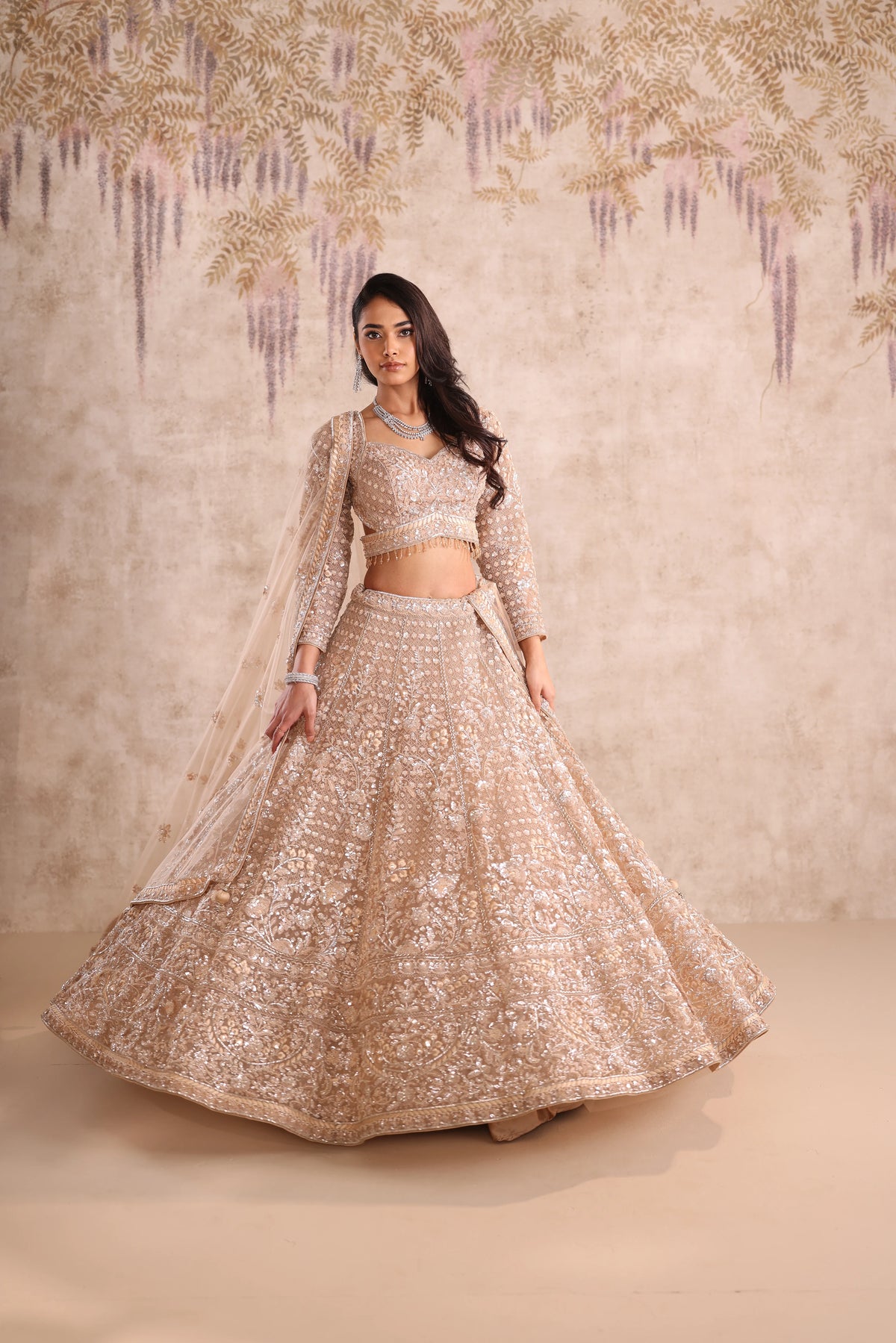 Gold Heavy Embroidered Party Wear Lehenga