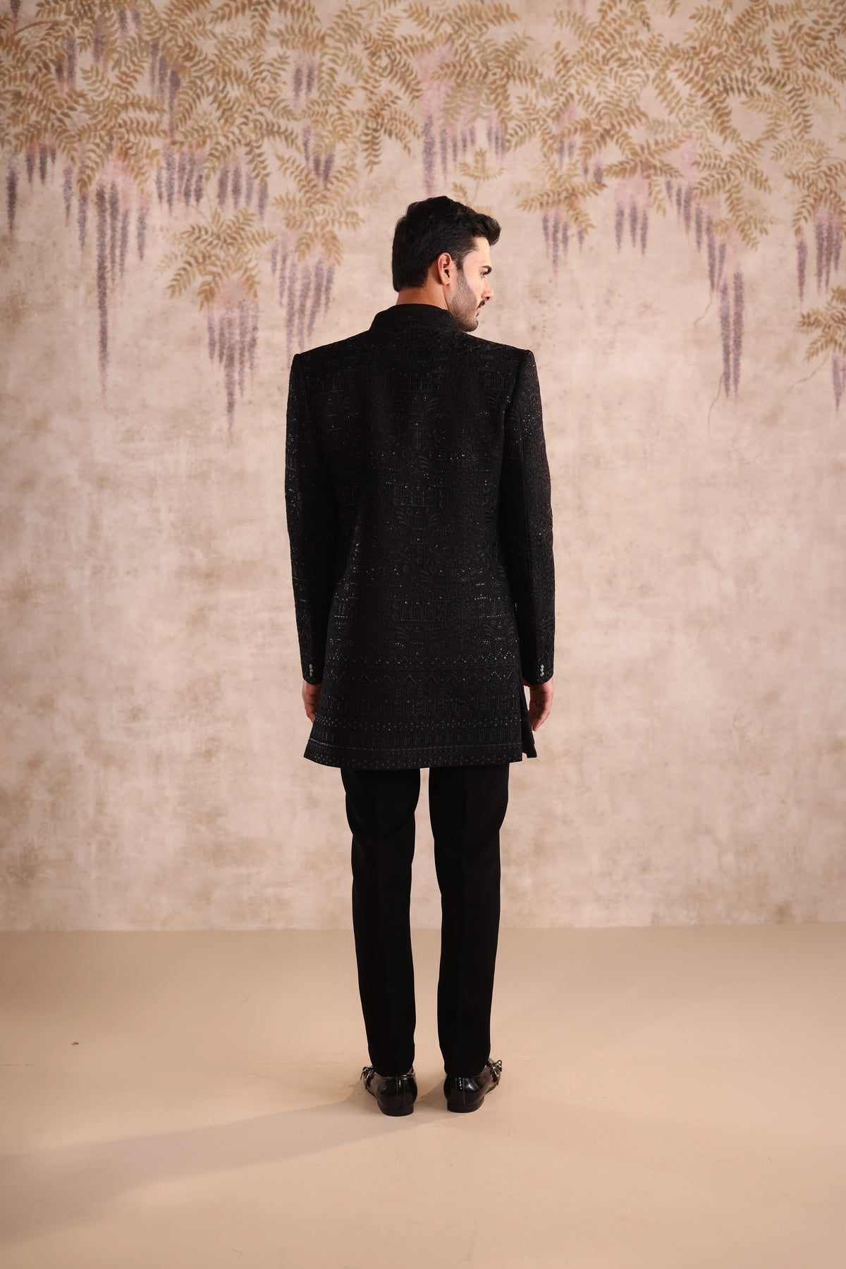 Black Double layer indo with short jacket and detailing with buttons