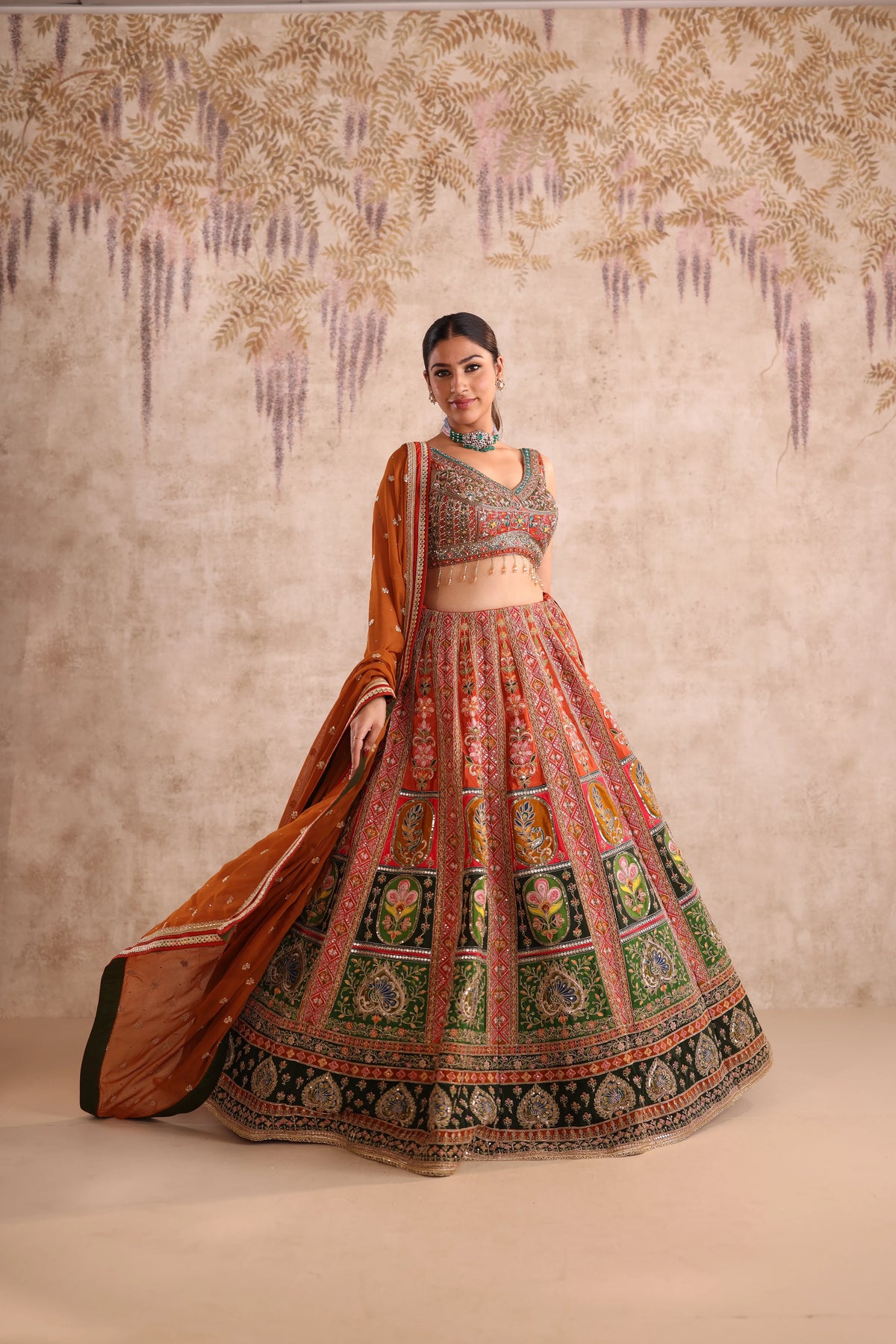 Multi-Colored Embroidered Party Wear Lehenga