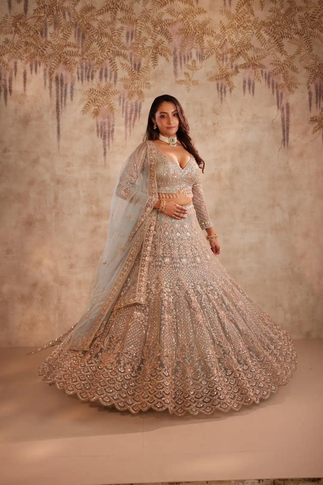 Light blue Net lehenga