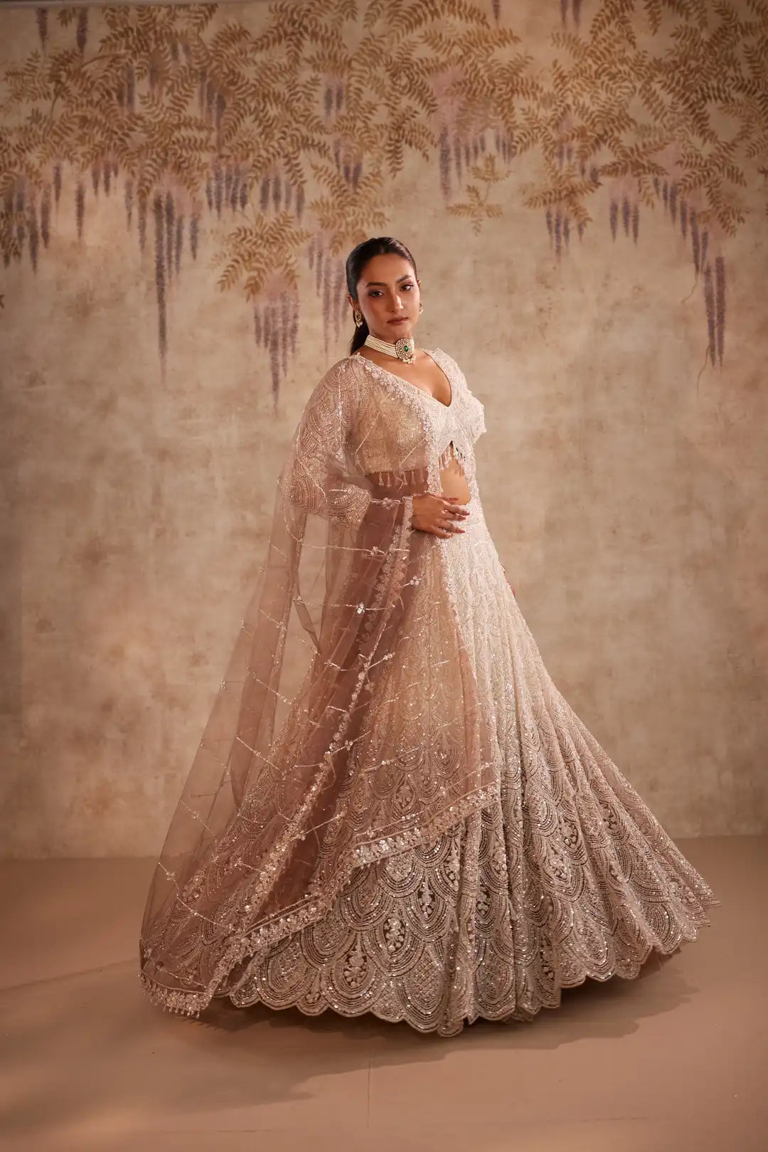 White ombre lehenga
