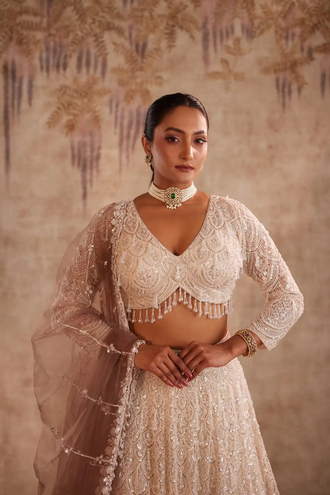 White ombre lehenga
