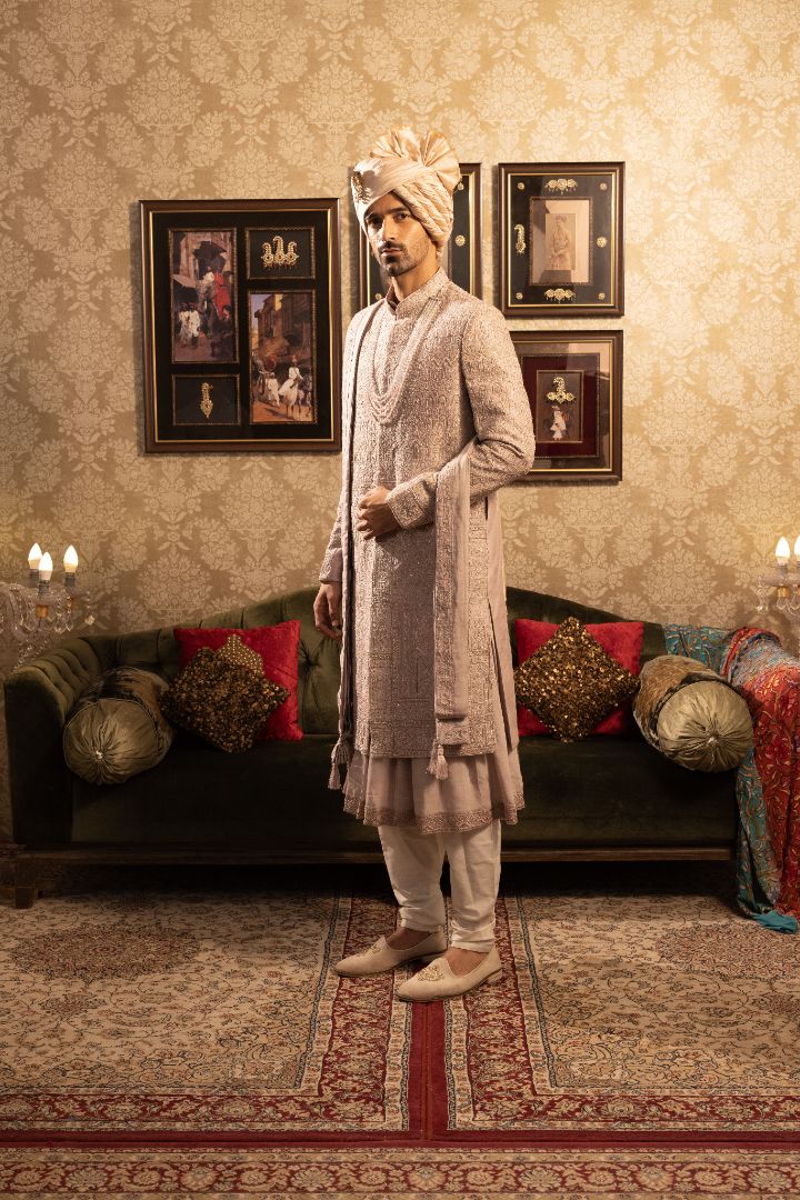 Peach Sherwani For Groom - Designer Wedding Sherwani