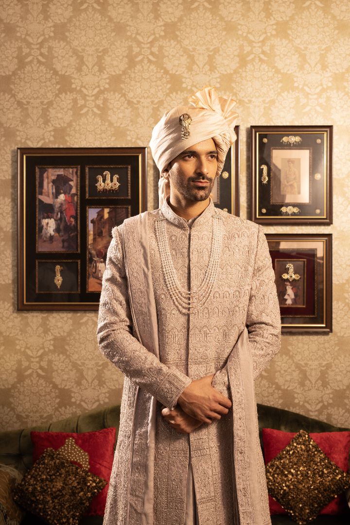 Peach Sherwani For Groom - Designer Wedding Sherwani