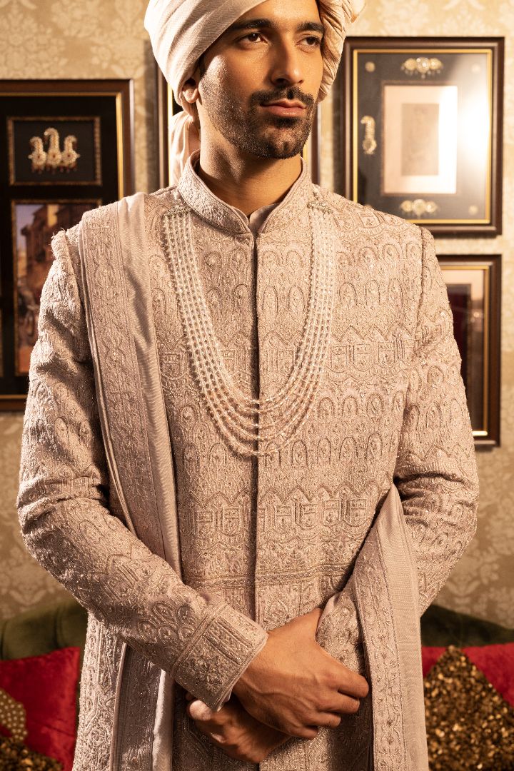 Peach Sherwani For Groom - Designer Wedding Sherwani