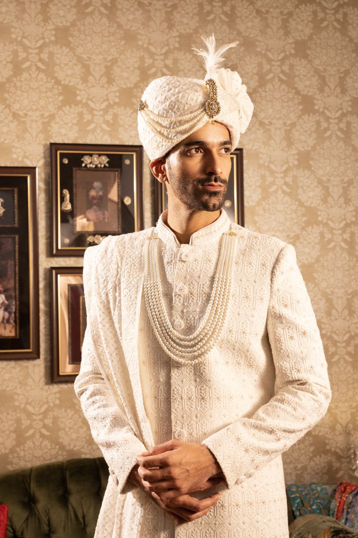 Cream Sherwani For Men - Premium Wedding Sherwani