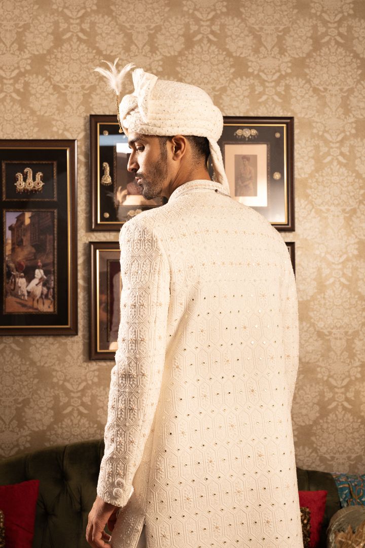 Cream Sherwani For Men - Premium Wedding Sherwani