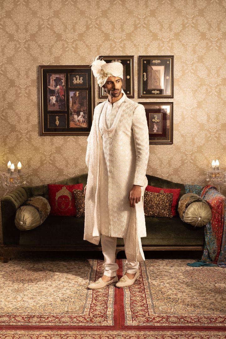 Ivory Sherwani For Groom - Premium Wedding Sherwani