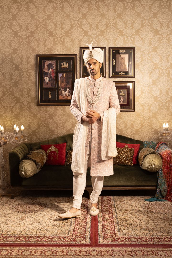 Pink Sherwani For Groom