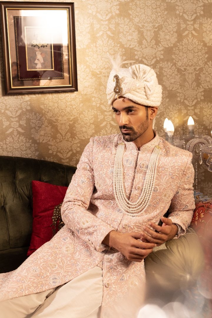 Pink Sherwani For Groom