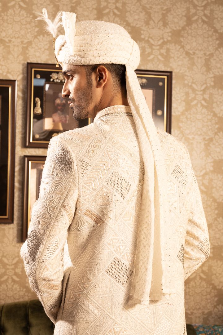 Ivory Embroided Sherwani