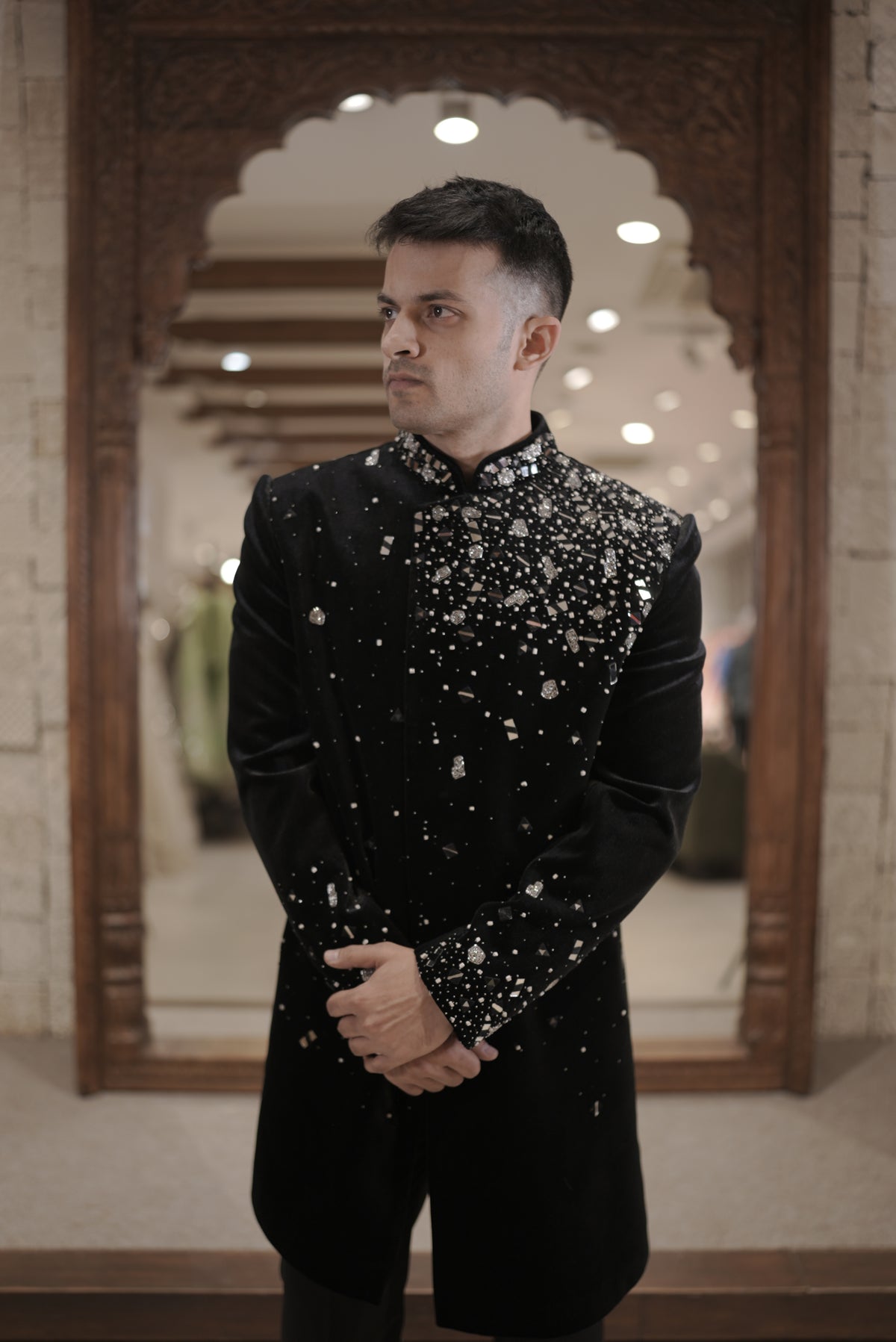 Black Indowestern with Sequin & mirrorwork