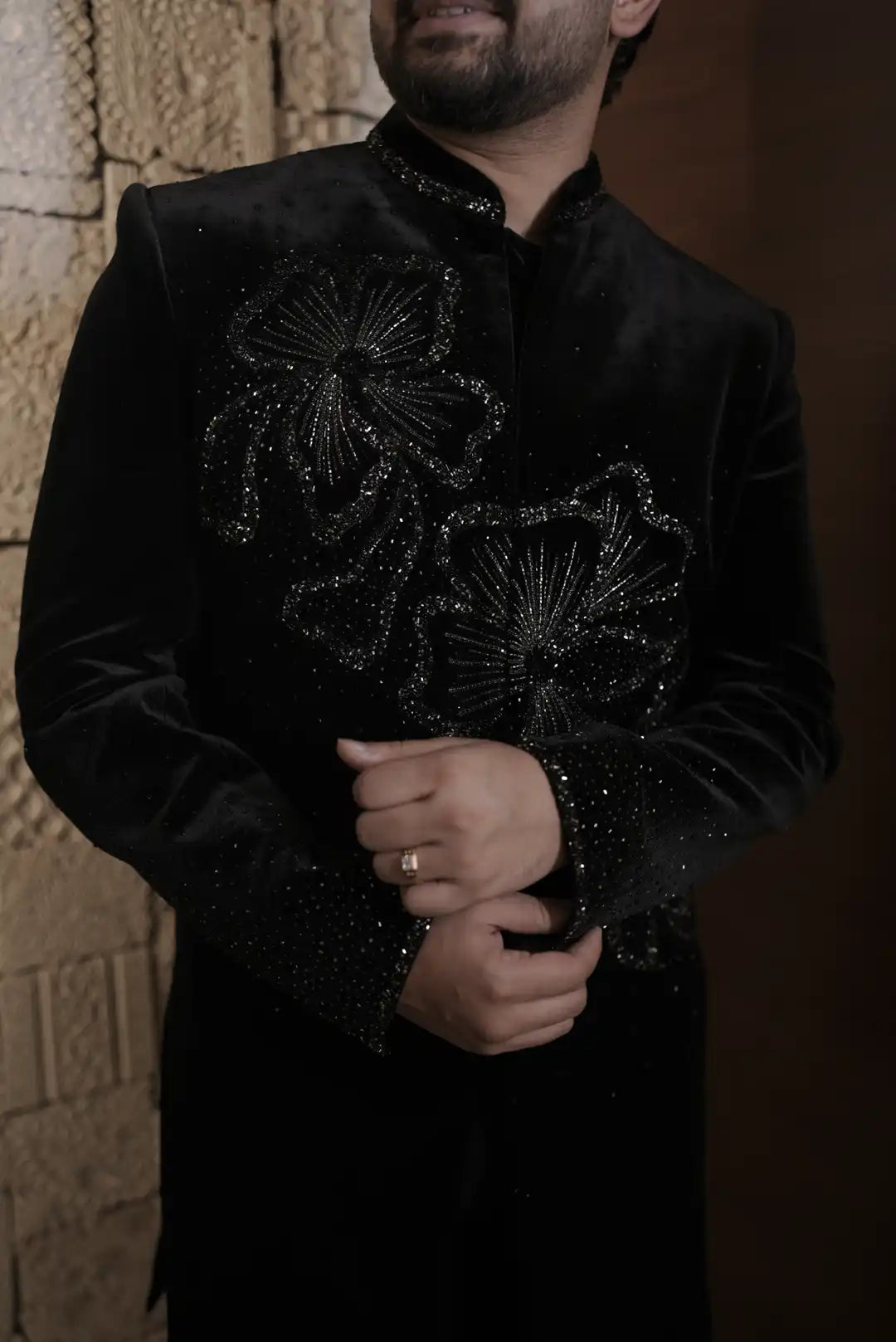 Black Velvet Indowestern with embellishments