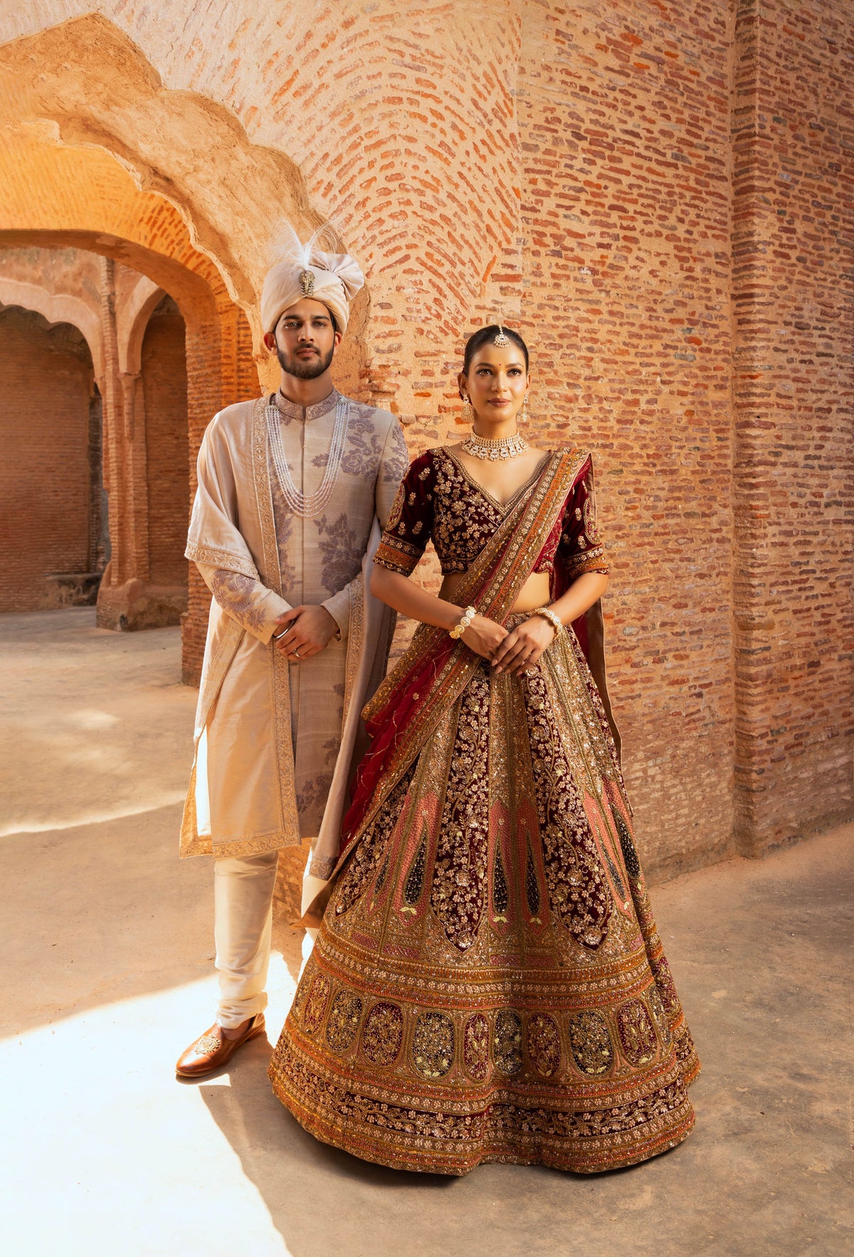 Dark Maroon bridal Lehanga