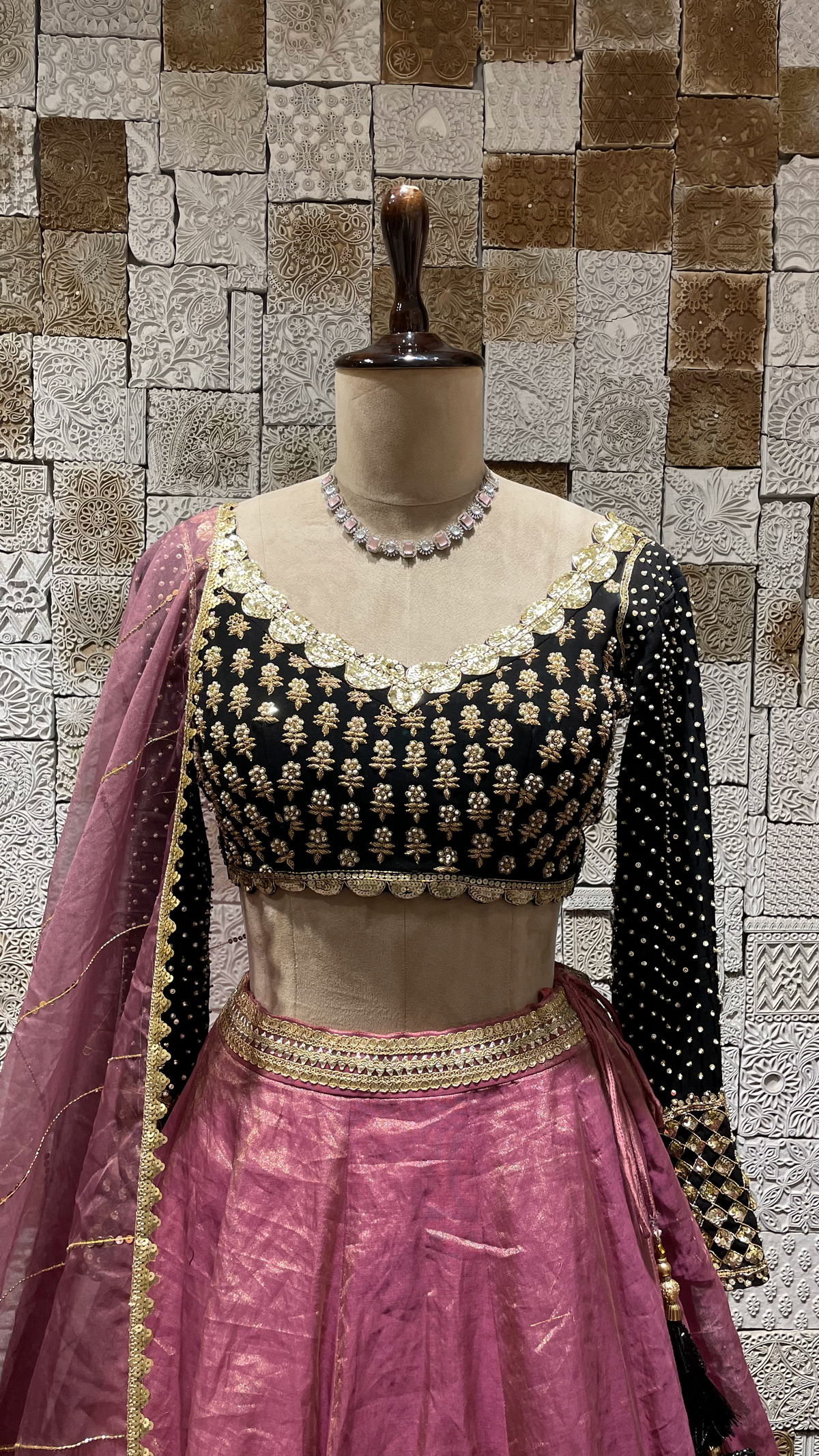 Purple Tissue Lehenga with Heavy Embroidered Blouse