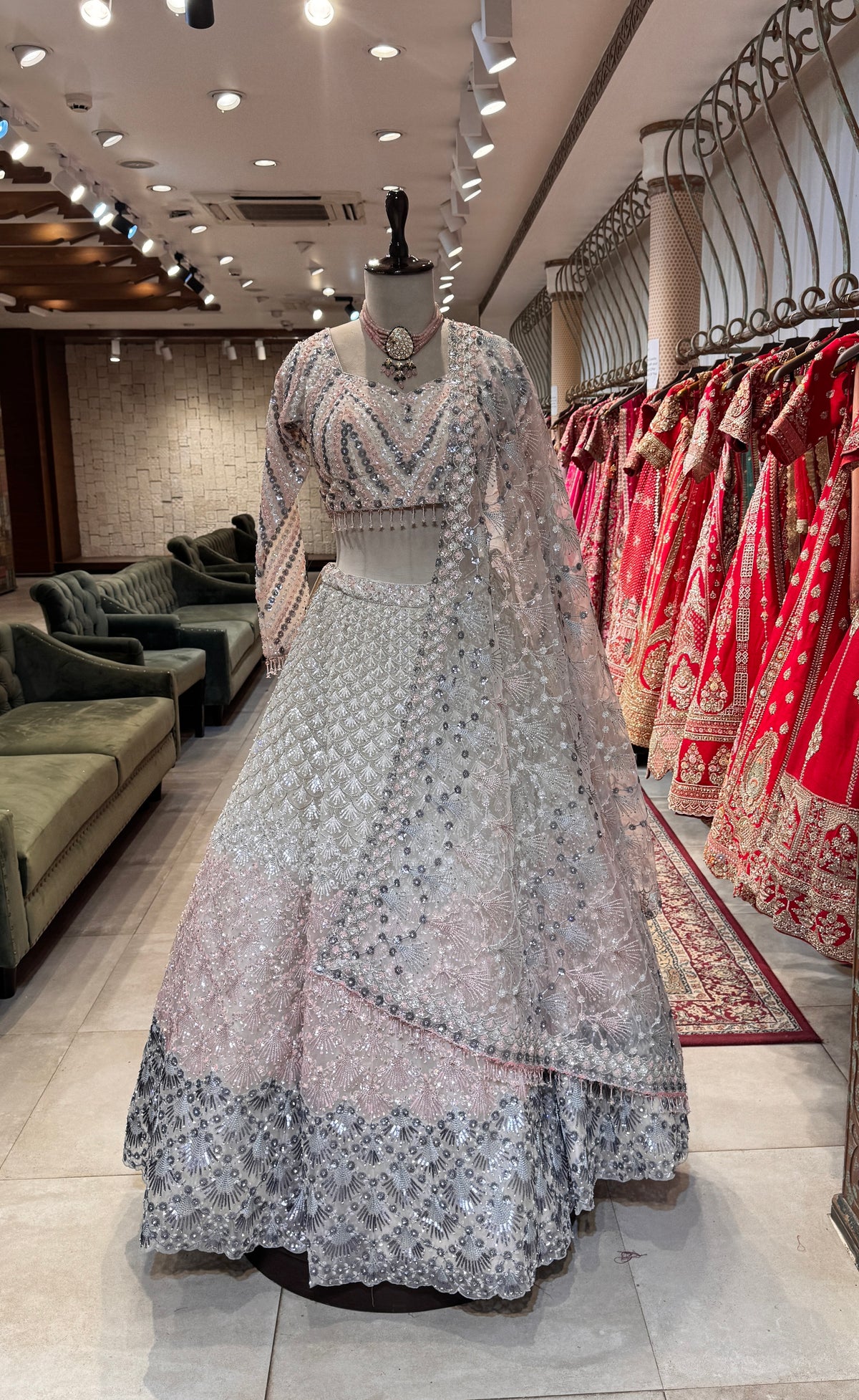 Peach Lehenga with Dual Tone Blouse