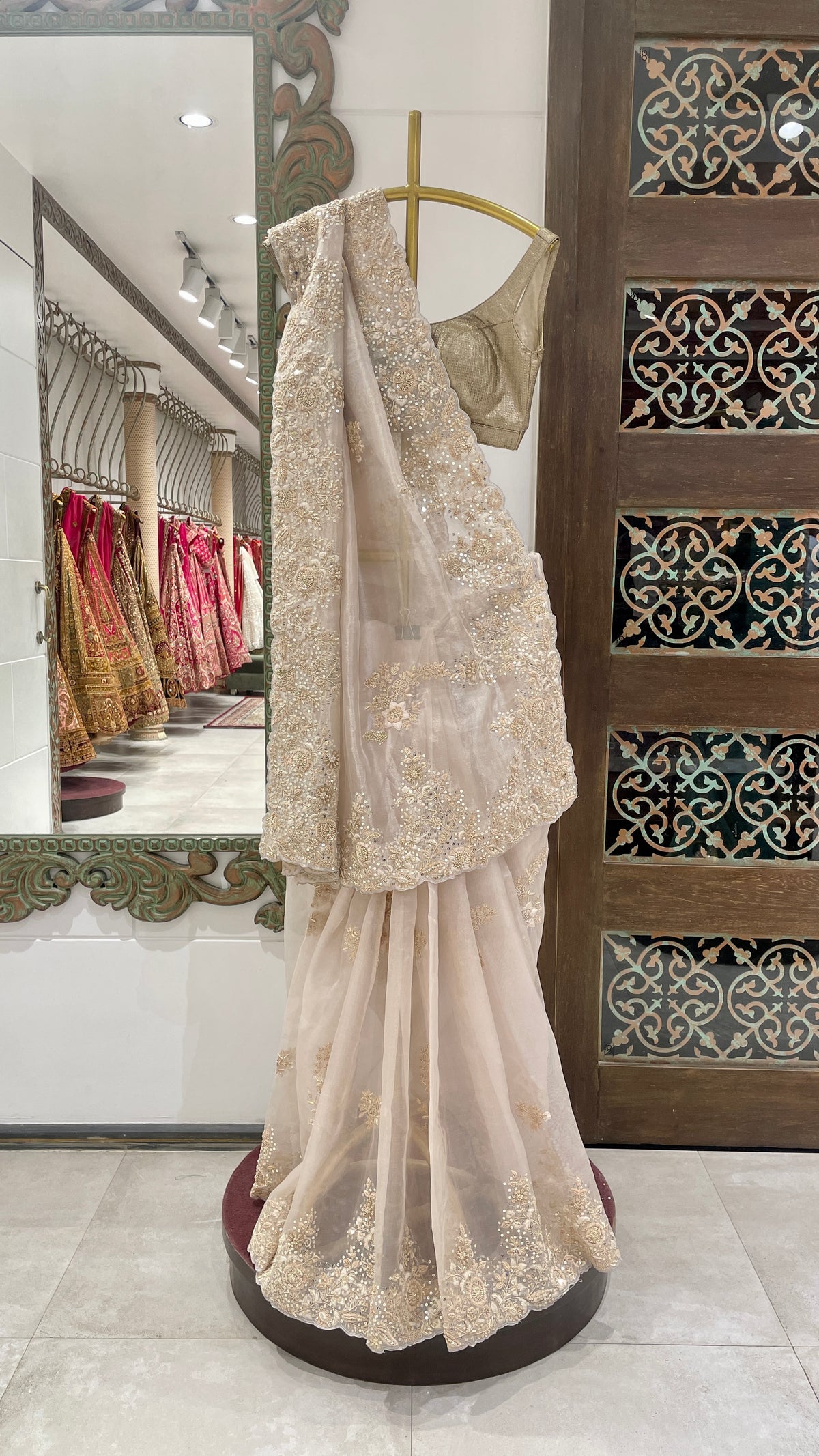 Ivory Tissue saree with zariwork
