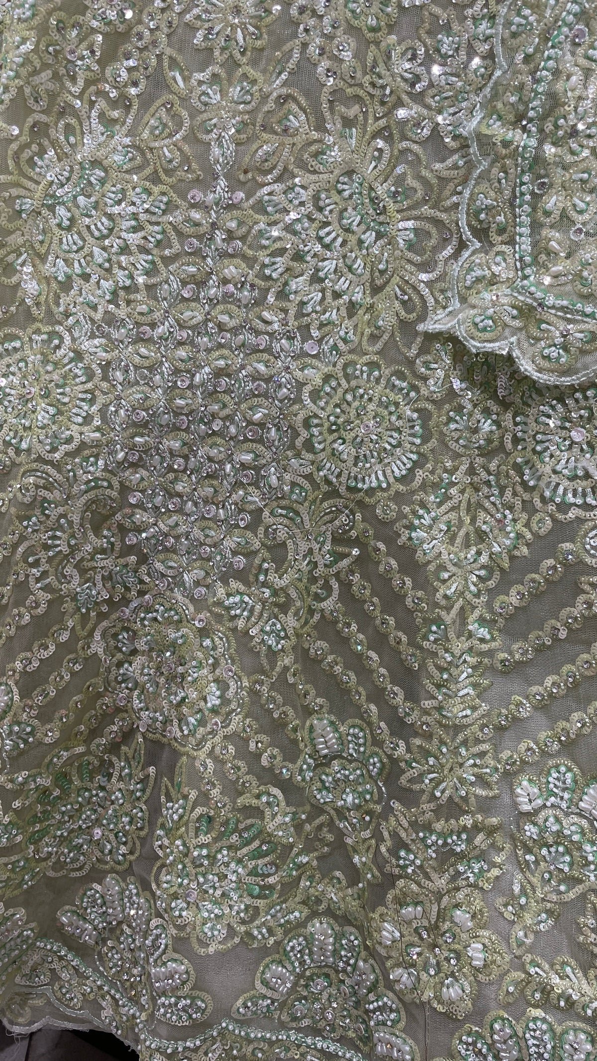 Pista Green Lehenga with Sequins & Pearlwork