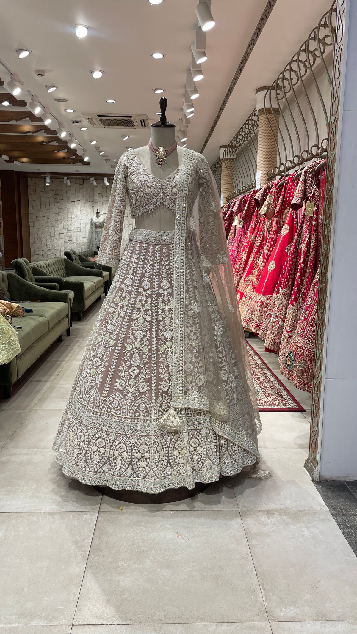 Pink Colour Lehenga with White Threadwork